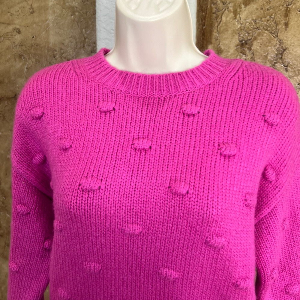 NWT Ann Taylor Bobble Knit Sweater Womens XS Pink Crew Neck Preppy Barbiecore - Picture 3 of 13